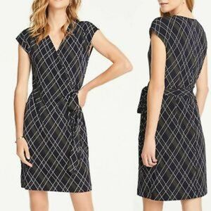 ANN TAYLOR Plaid Wrap Dress Size: 10 Regular
